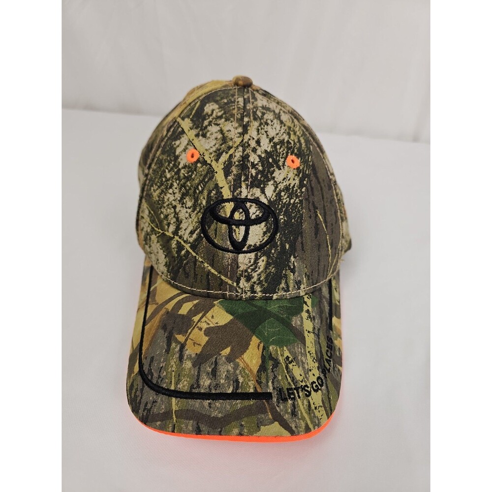 Toyota Let's Go Places Camo Hunting Hat Cap Orange Adjustable Strapback